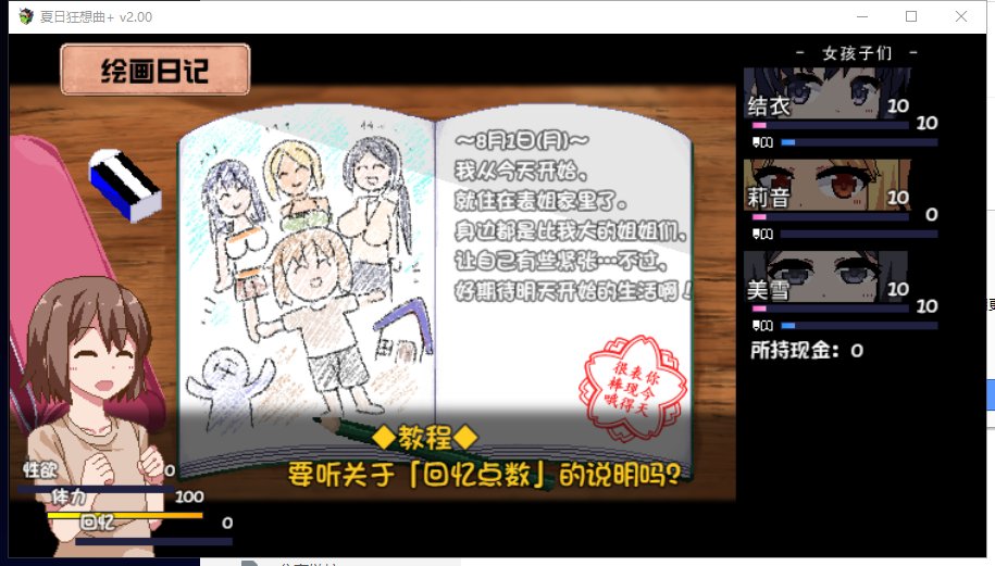 【SLG/中文/新DLC】夏日狂想曲+V2.0 DLC STEAM官中步兵版 付CG+存档【1.9G/更新/全CV】